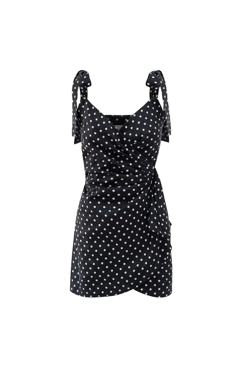 RUBY MINI DRESS - Black Polka