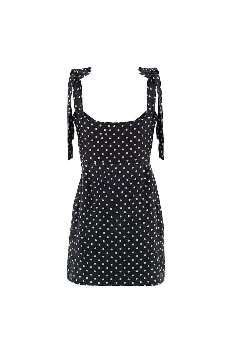 RUBY MINI DRESS - Black Polka