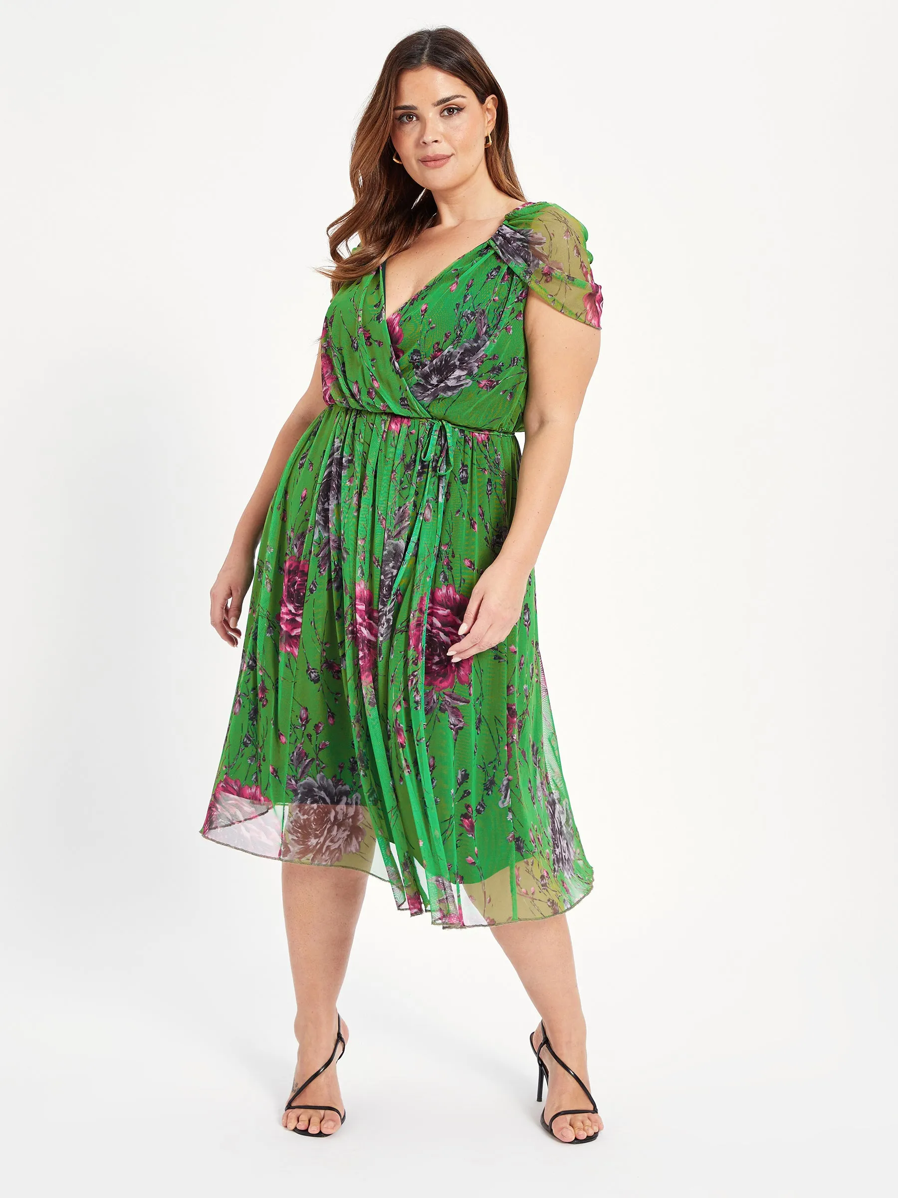 Sorrento Green Multi Cold Shoulder Dress