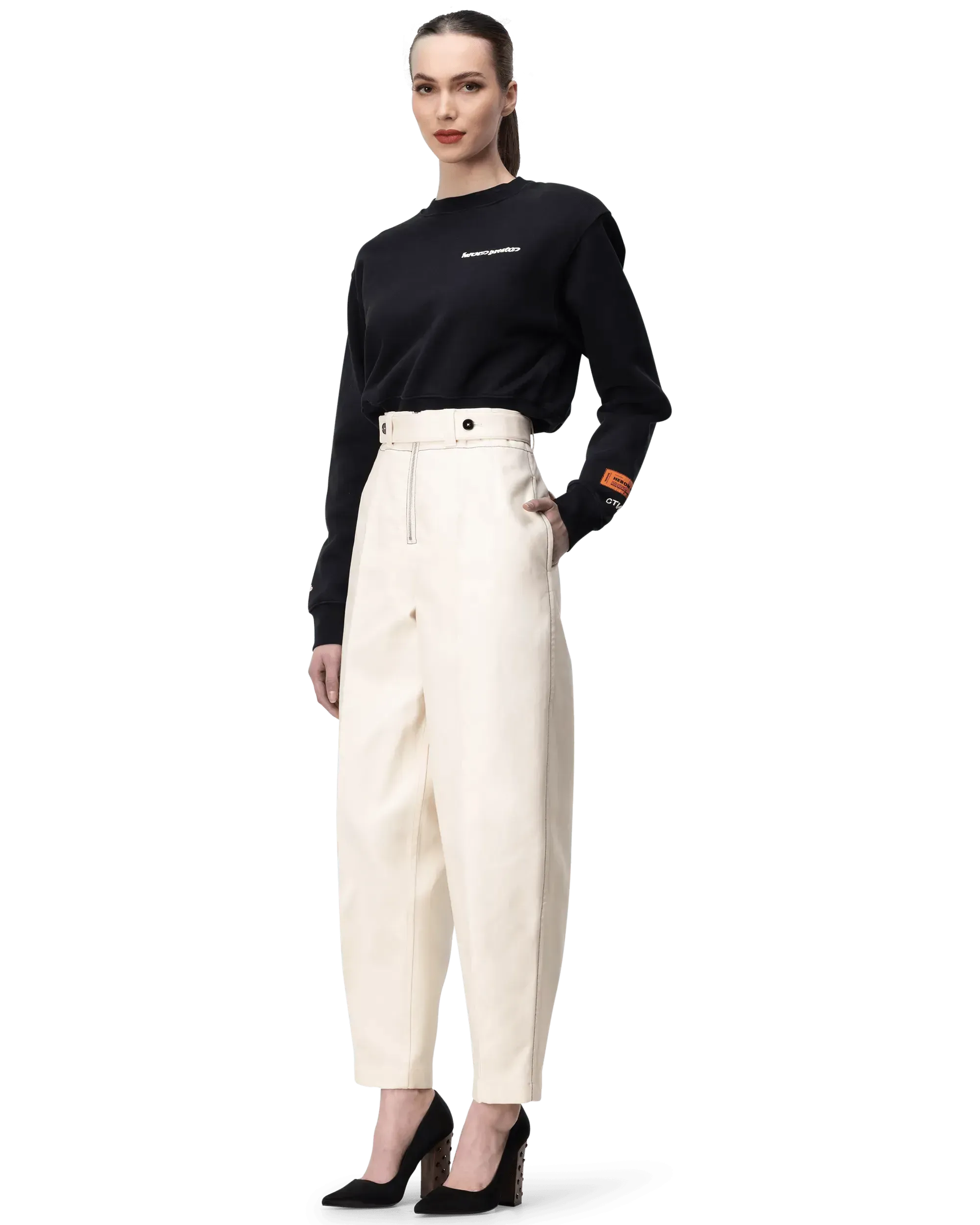 Structured Fine Cotton Tapered Trousers