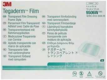 Tegaderm Transparent Adhesive Film Dressing Picture Frame Style 4" x 4-3/4"