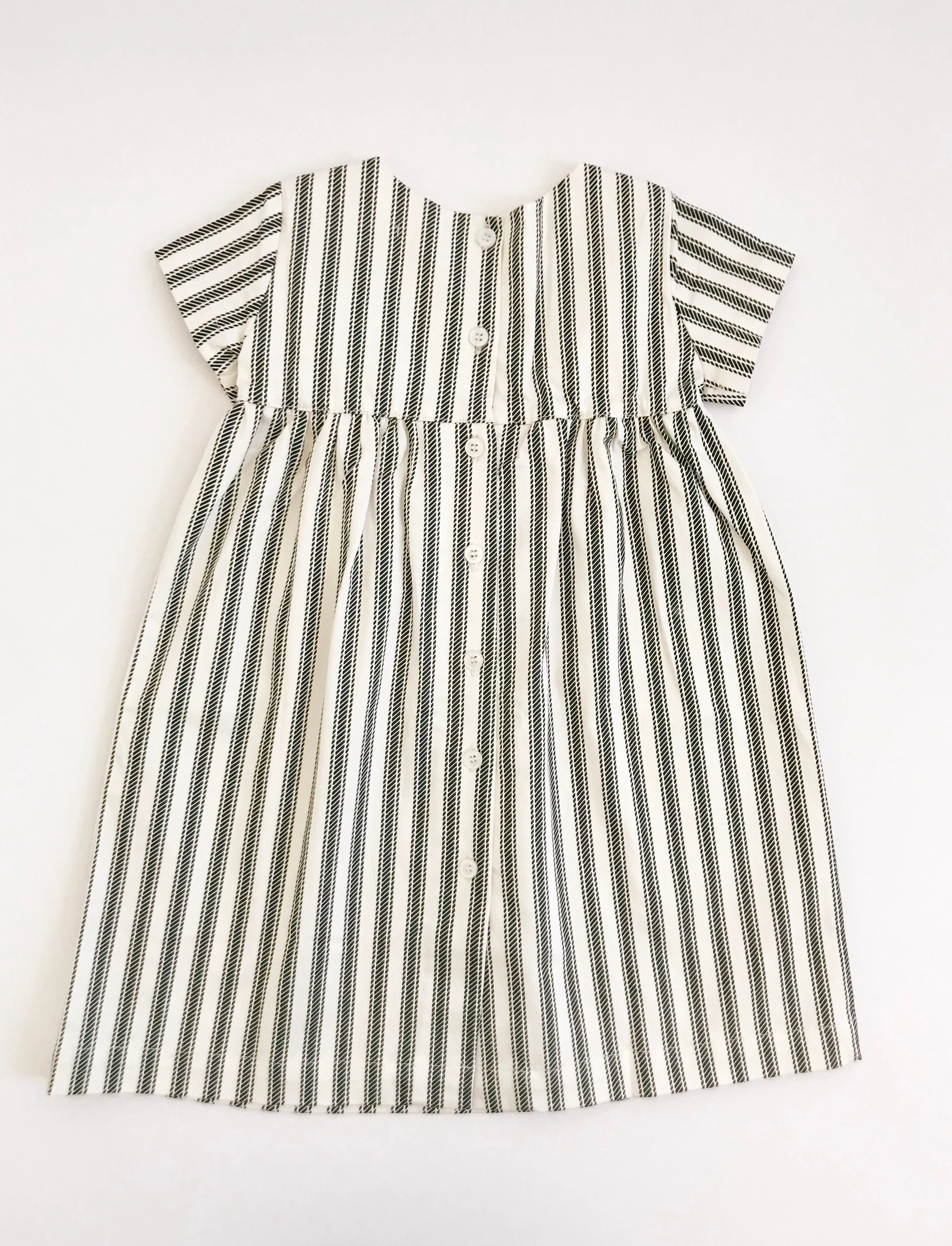 The Dolly Dress in Charcoal Stripe