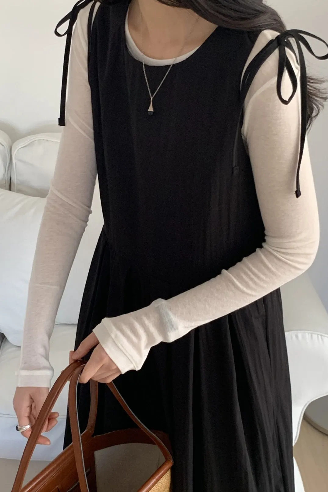 Tie-Shoulder Layering Dress