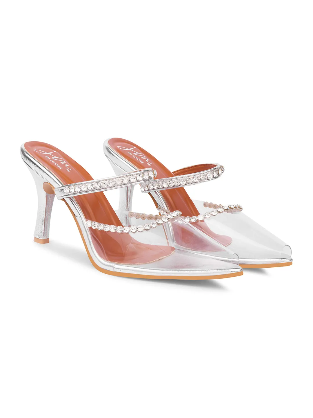 Transparent Stoned Bellie Heels