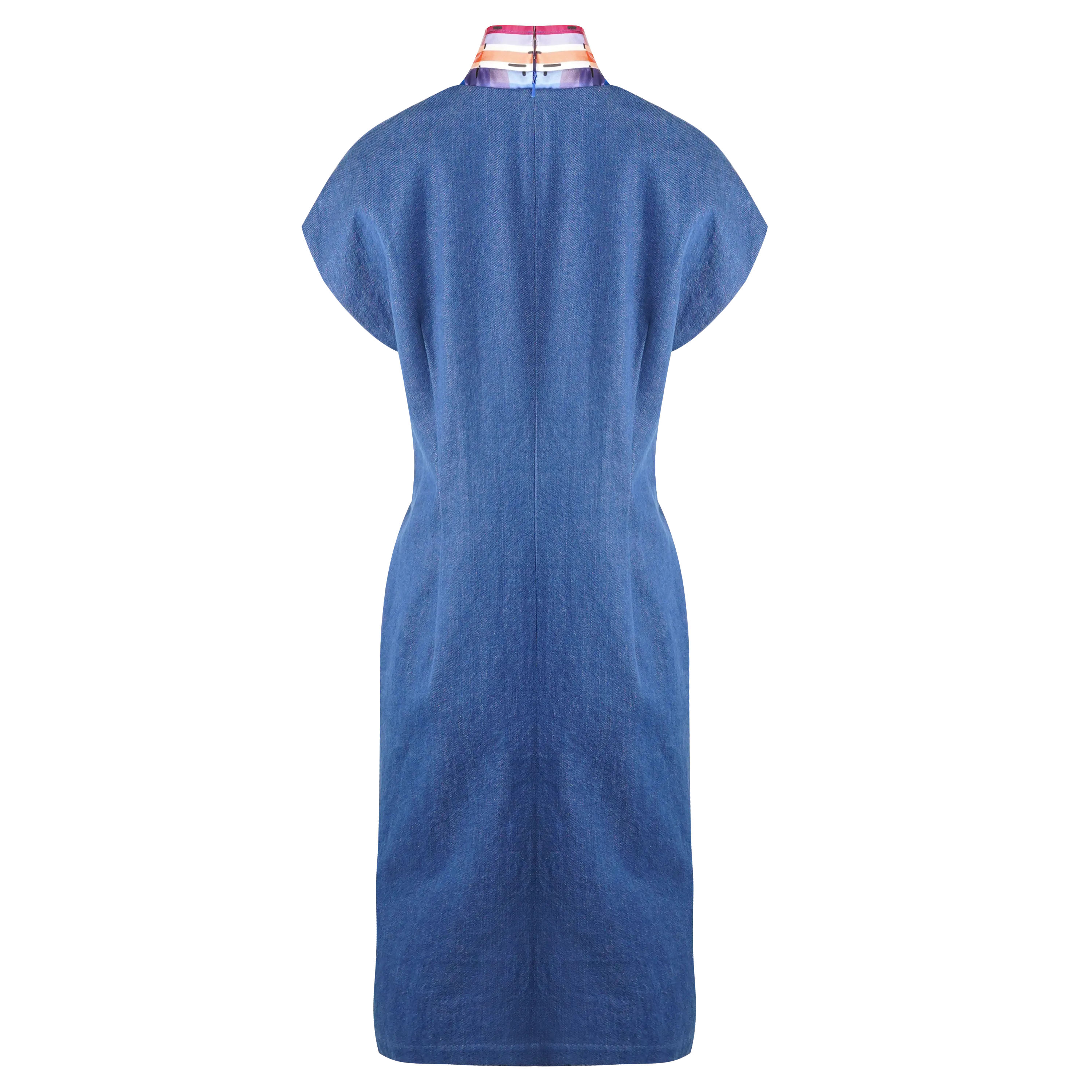 【TWOWAY】Red-White-Blue Satin Eco-Denim Wrap Dress (紅白藍)