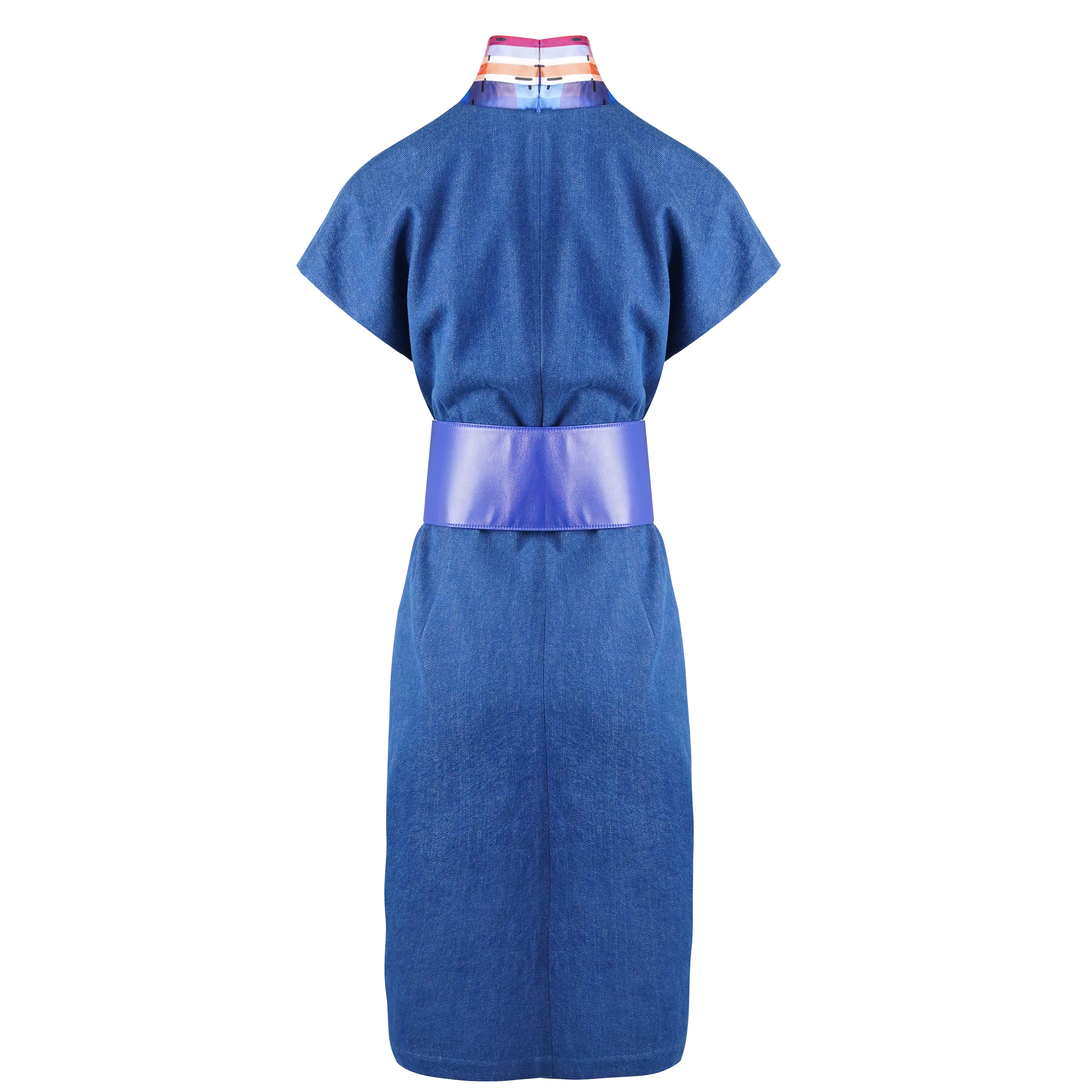 【TWOWAY】Red-White-Blue Satin Eco-Denim Wrap Dress (紅白藍)