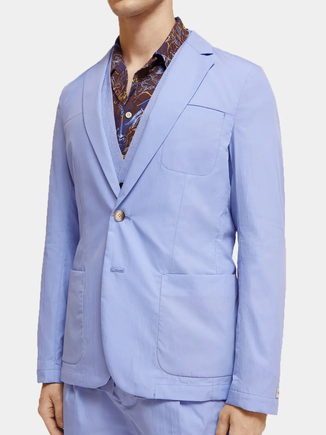 Unconstructed dressed poplin blazer