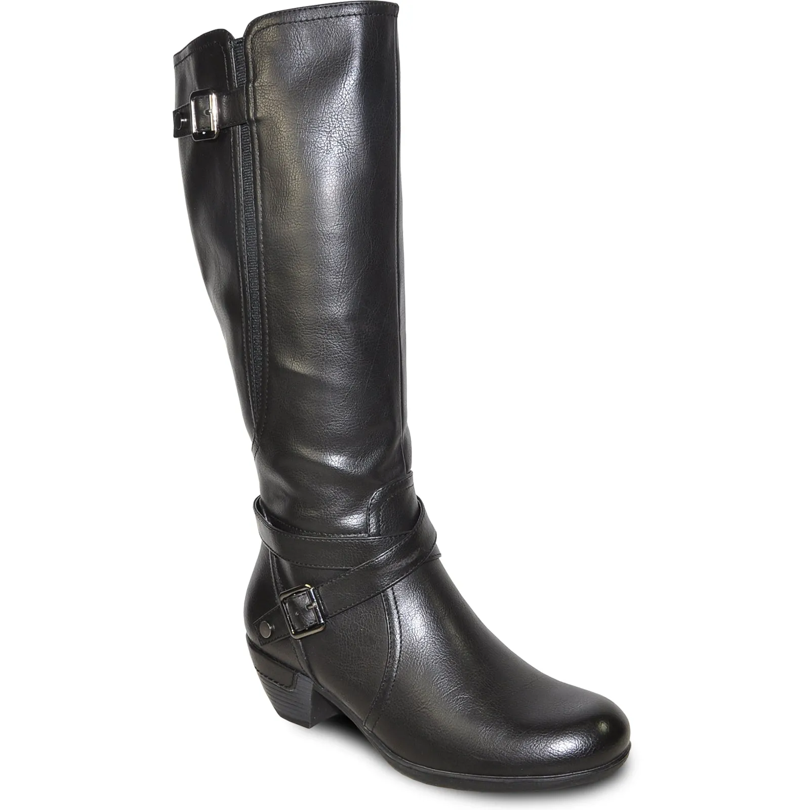 VANGELO Women Boot HF9423W Knee High Dress Boot Black Wide Calf