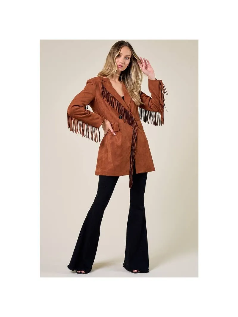 Western Suede Fringe Blazer