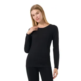 Women's Merino 200g Long Sleeve Crew Thermal Top Black