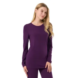 Women's Merino 200g Long Sleeve Crew Thermal Top Dark Purple