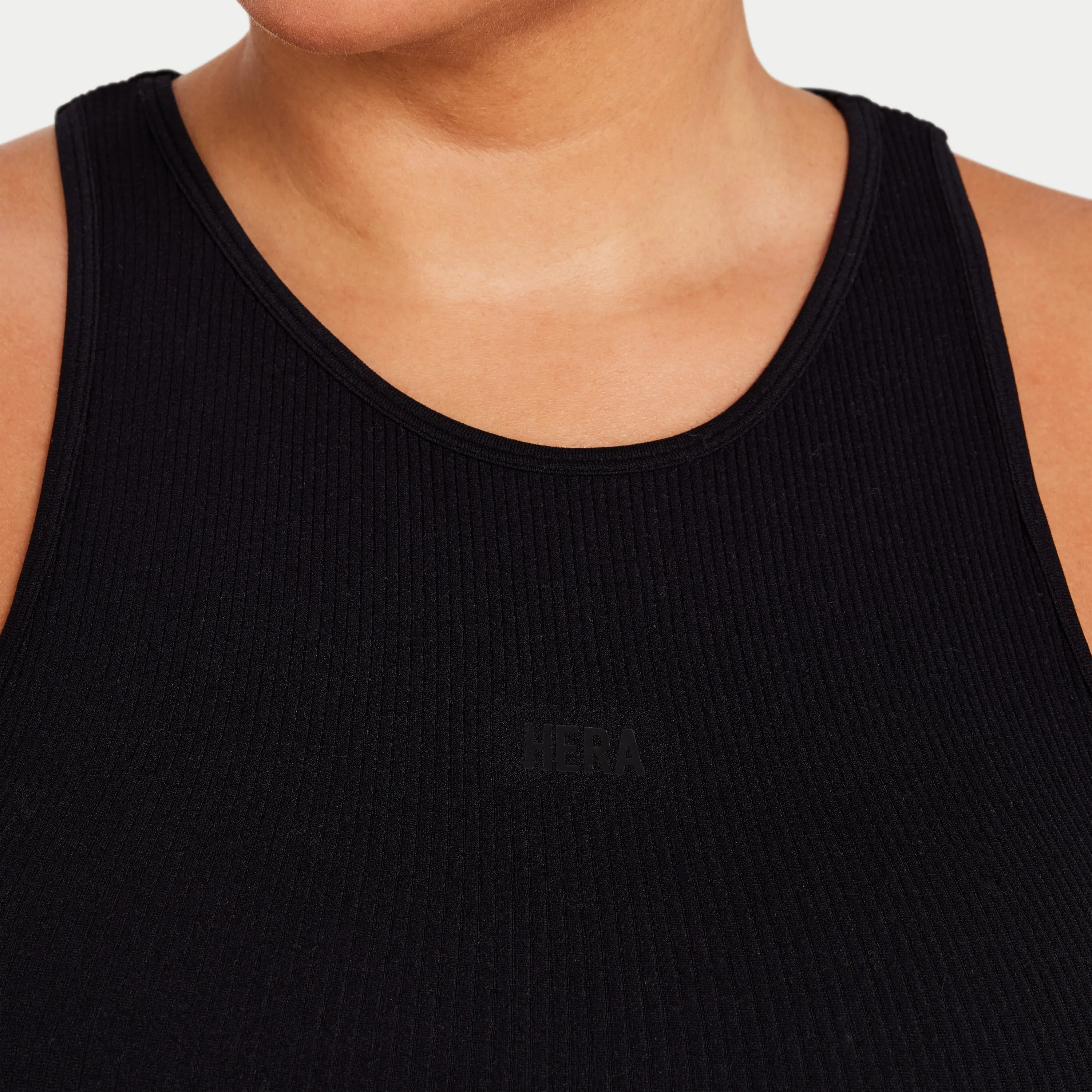 Womens Ribbed Base Racer Crop Top - Black