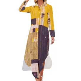 Yellow Color Block Shirt Dress