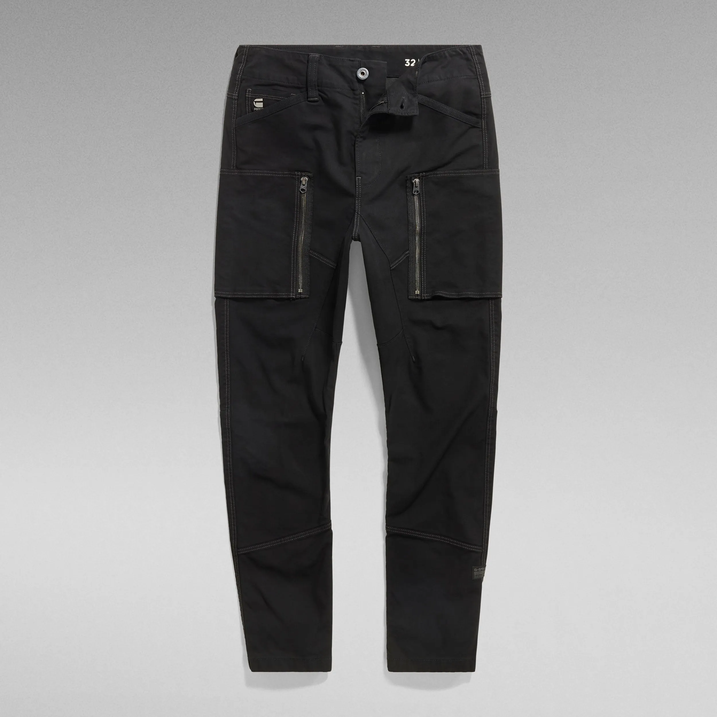 Zip Pocket 3D Skinny Cargo Pants - Dark Black