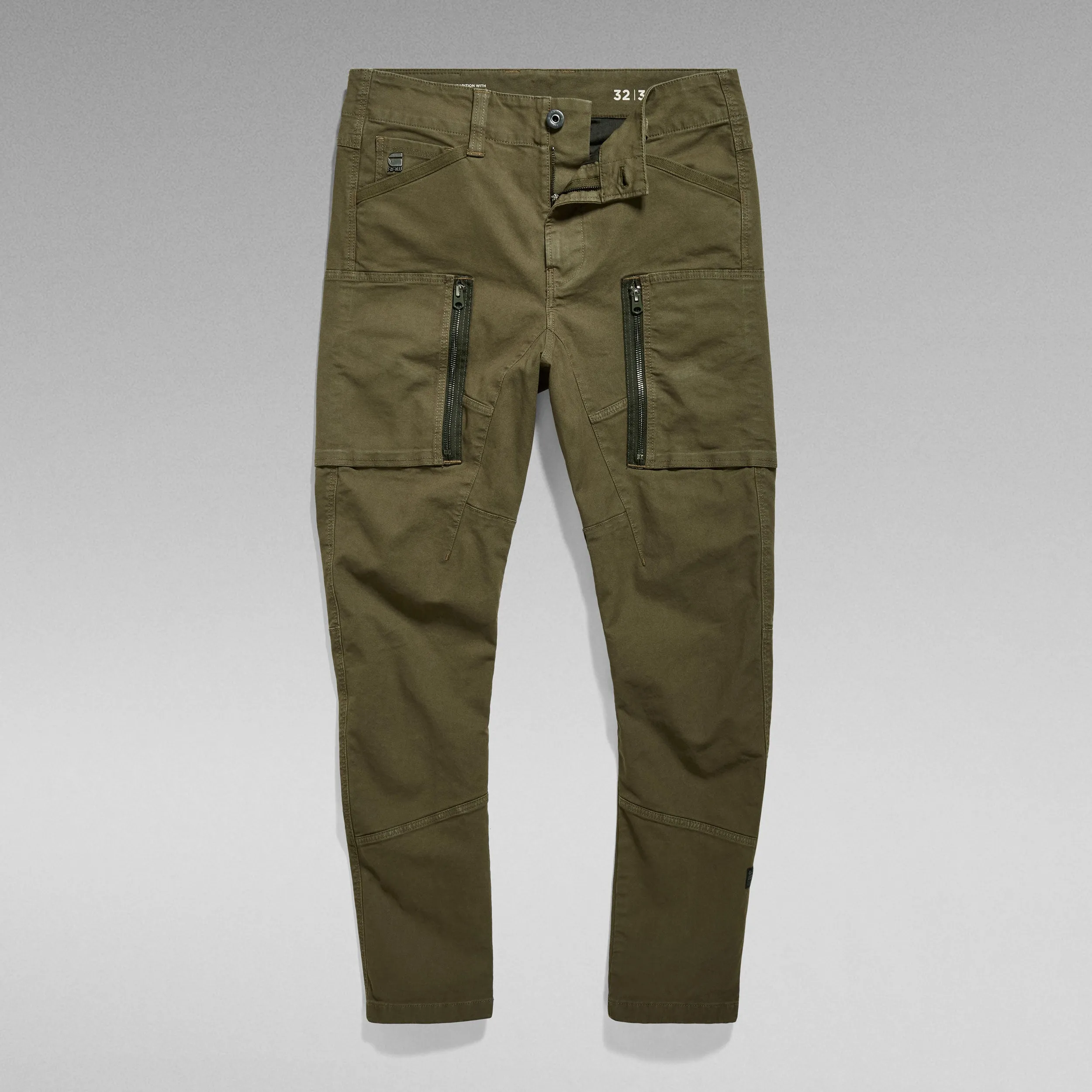 Zip Pocket 3D Skinny Cargo Pants - Dark Olive