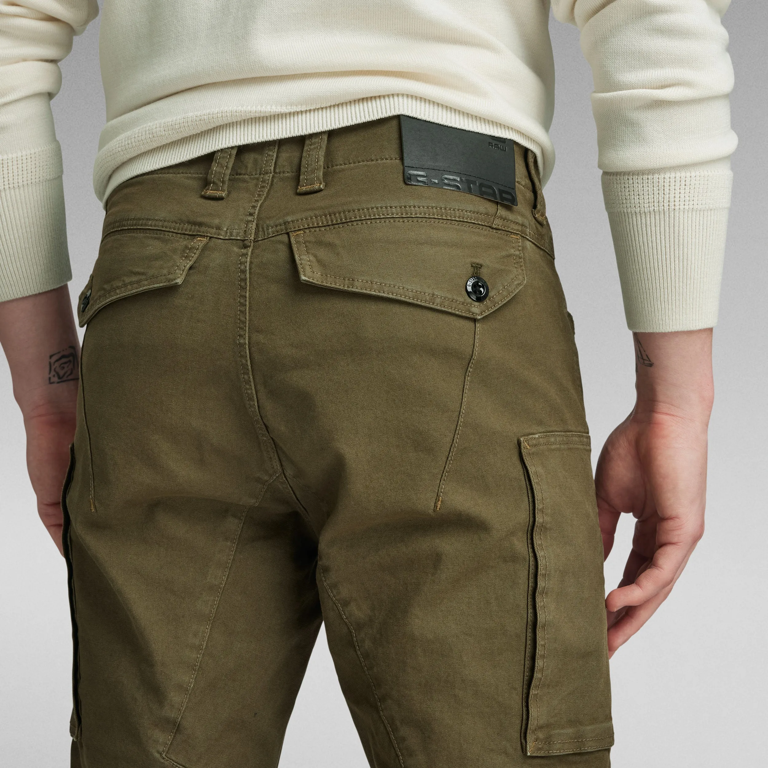 Zip Pocket 3D Skinny Cargo Pants - Dark Olive